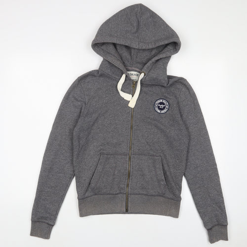 SoulCal&Co Womens Grey Cotton Full Zip Hoodie Size 10 Zip