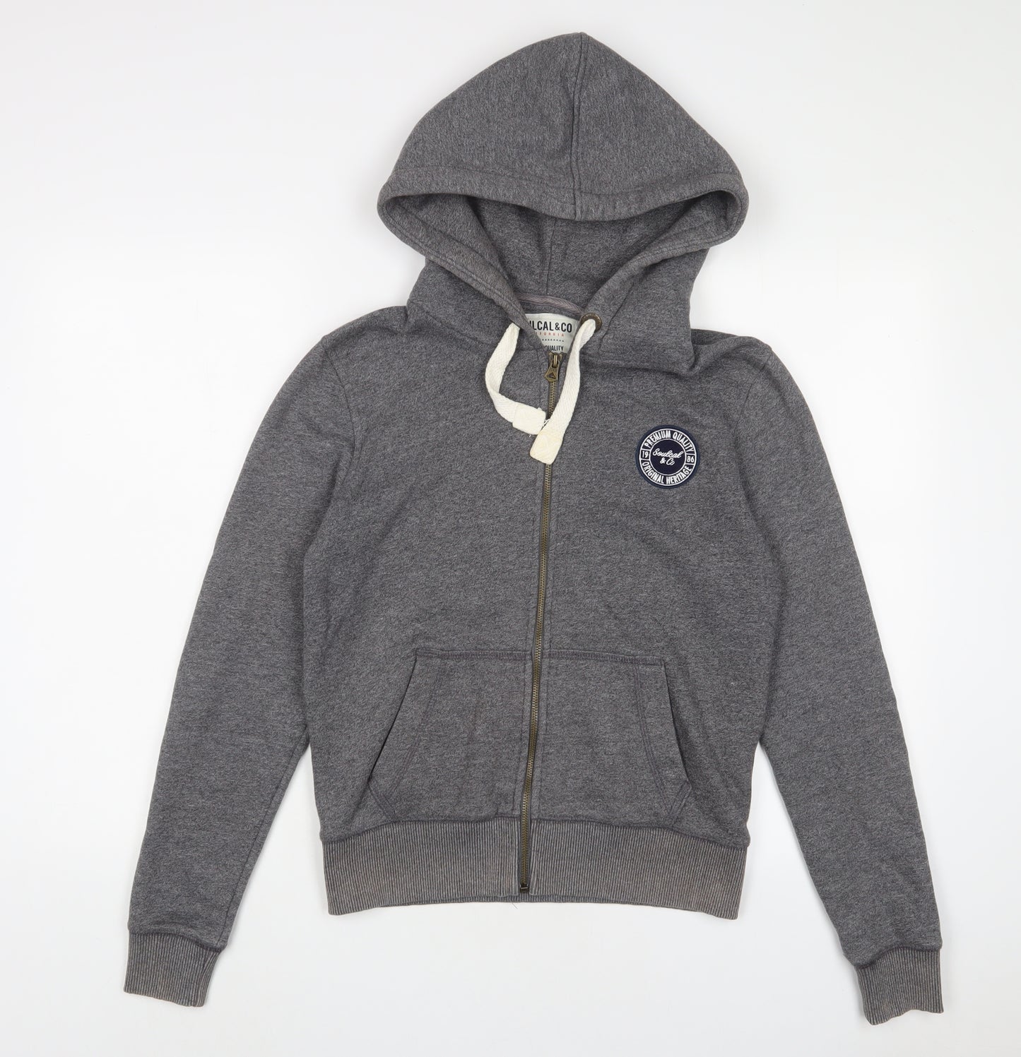 SoulCal&Co Womens Grey Cotton Full Zip Hoodie Size 10 Zip