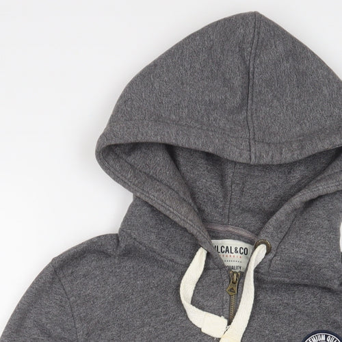 SoulCal&Co Womens Grey Cotton Full Zip Hoodie Size 10 Zip