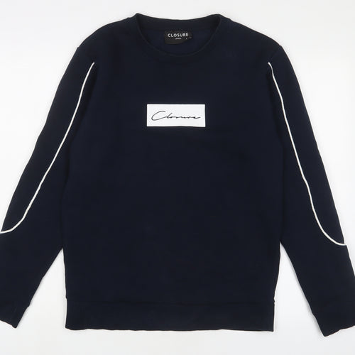 Closure Mens Blue Cotton Pullover Sweatshirt Size S