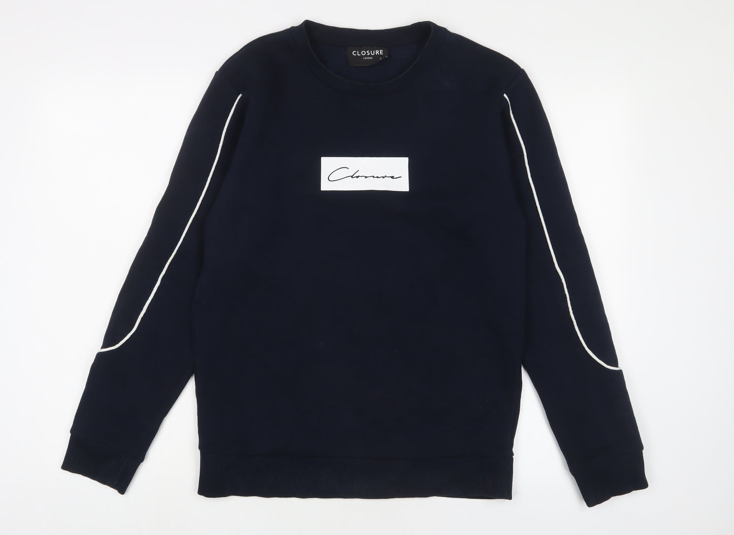 Closure Mens Blue Cotton Pullover Sweatshirt Size S