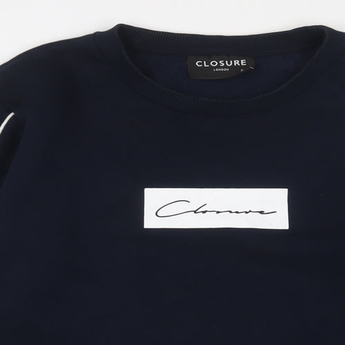 Closure Mens Blue Cotton Pullover Sweatshirt Size S