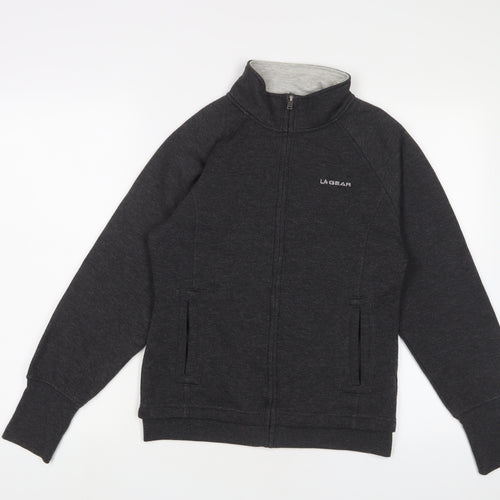 LA Gear Womens Grey Cotton Full Zip Sweatshirt Size 8 Zip - Logo, Embroidered