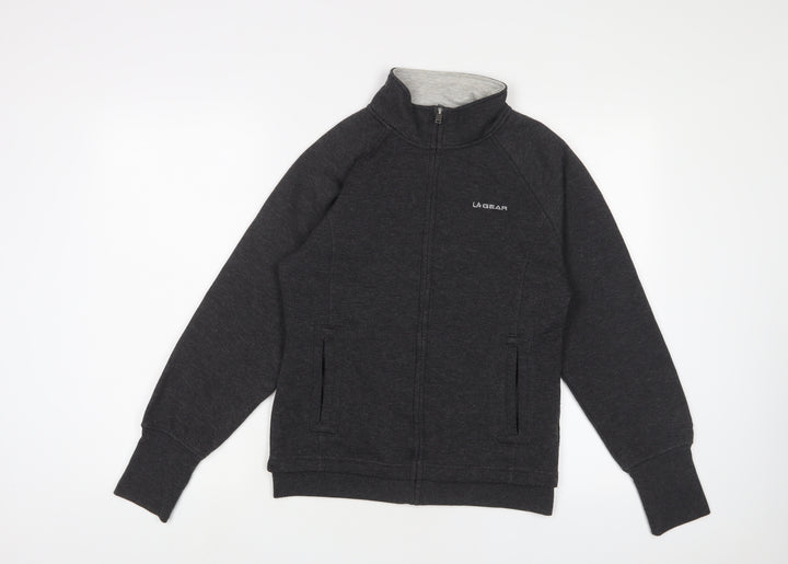 LA Gear Womens Grey Cotton Full Zip Sweatshirt Size 8 Zip - Logo, Embroidered