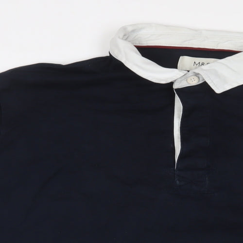 Marks and Spencer Mens Blue Cotton Polo Size 2XL Collared Button