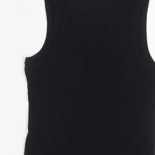 New Look Womens Black Cotton Bodysuit One-Piece Size 14 Snap