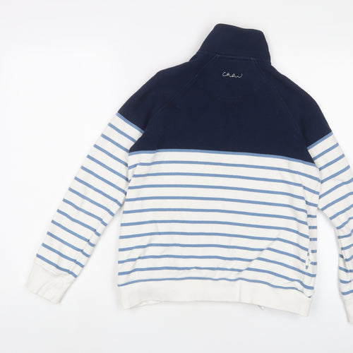 Crew Clothing Womens Blue Striped Cotton Pullover Sweatshirt Size 10 Zip