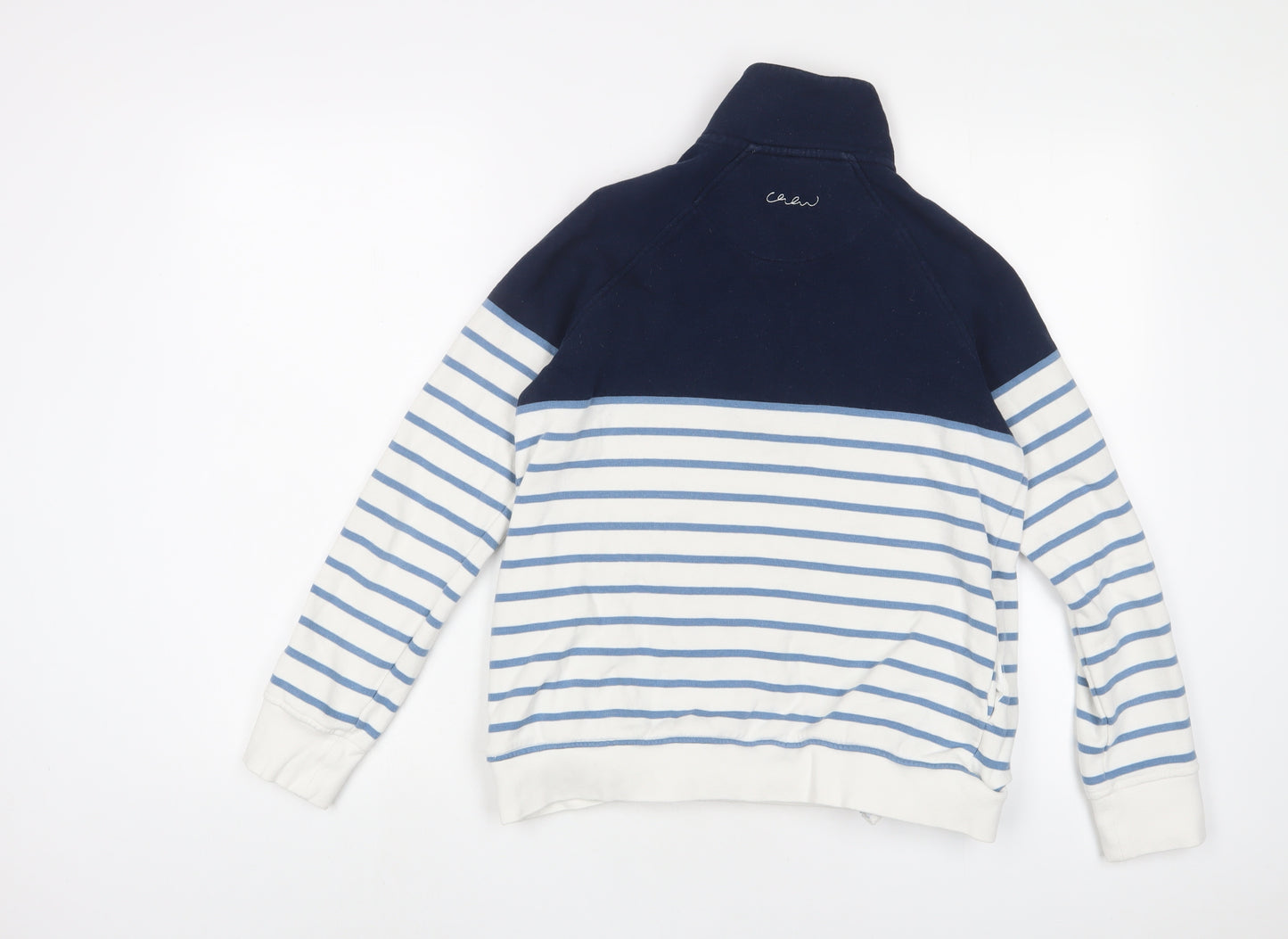 Crew Clothing Womens Blue Striped Cotton Pullover Sweatshirt Size 10 Zip