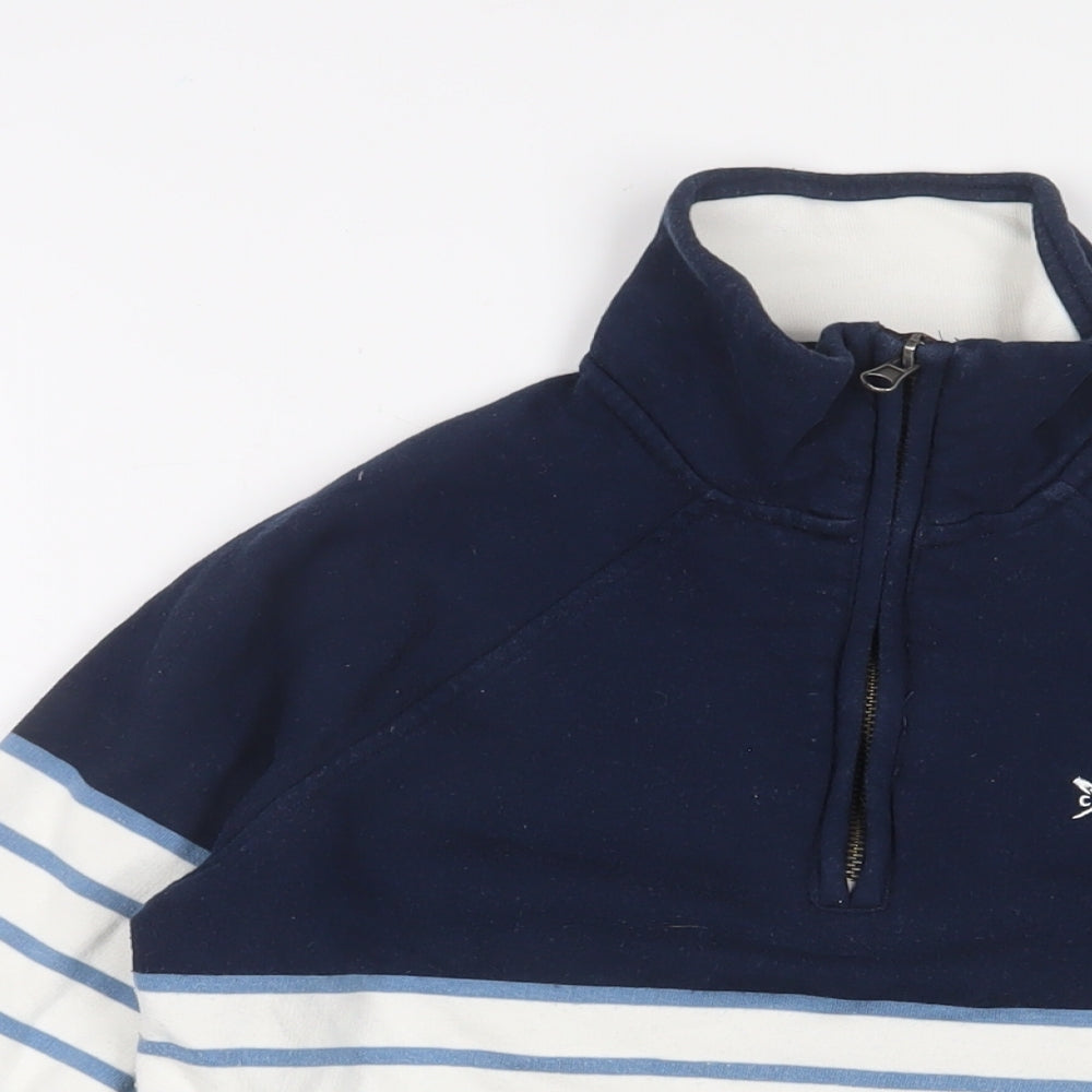 Crew Clothing Womens Blue Striped Cotton Pullover Sweatshirt Size 10 Zip