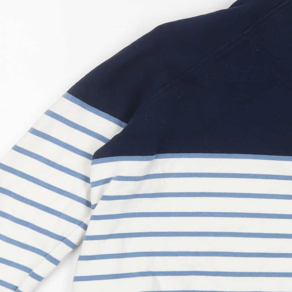 Crew Clothing Womens Blue Striped Cotton Pullover Sweatshirt Size 10 Zip