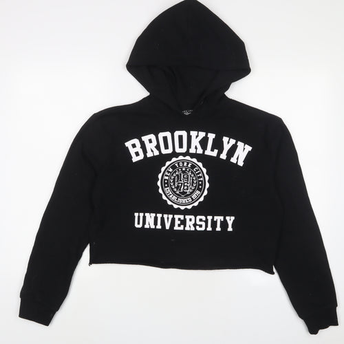 New Look Girls Black Cotton Pullover Hoodie Size 14-15 Years Pullover - Brooklyn