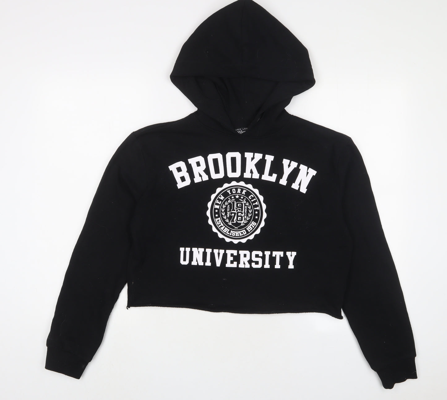 New Look Girls Black Cotton Pullover Hoodie Size 14-15 Years Pullover - Brooklyn