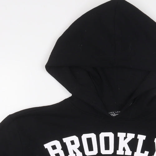 New Look Girls Black Cotton Pullover Hoodie Size 14-15 Years Pullover - Brooklyn