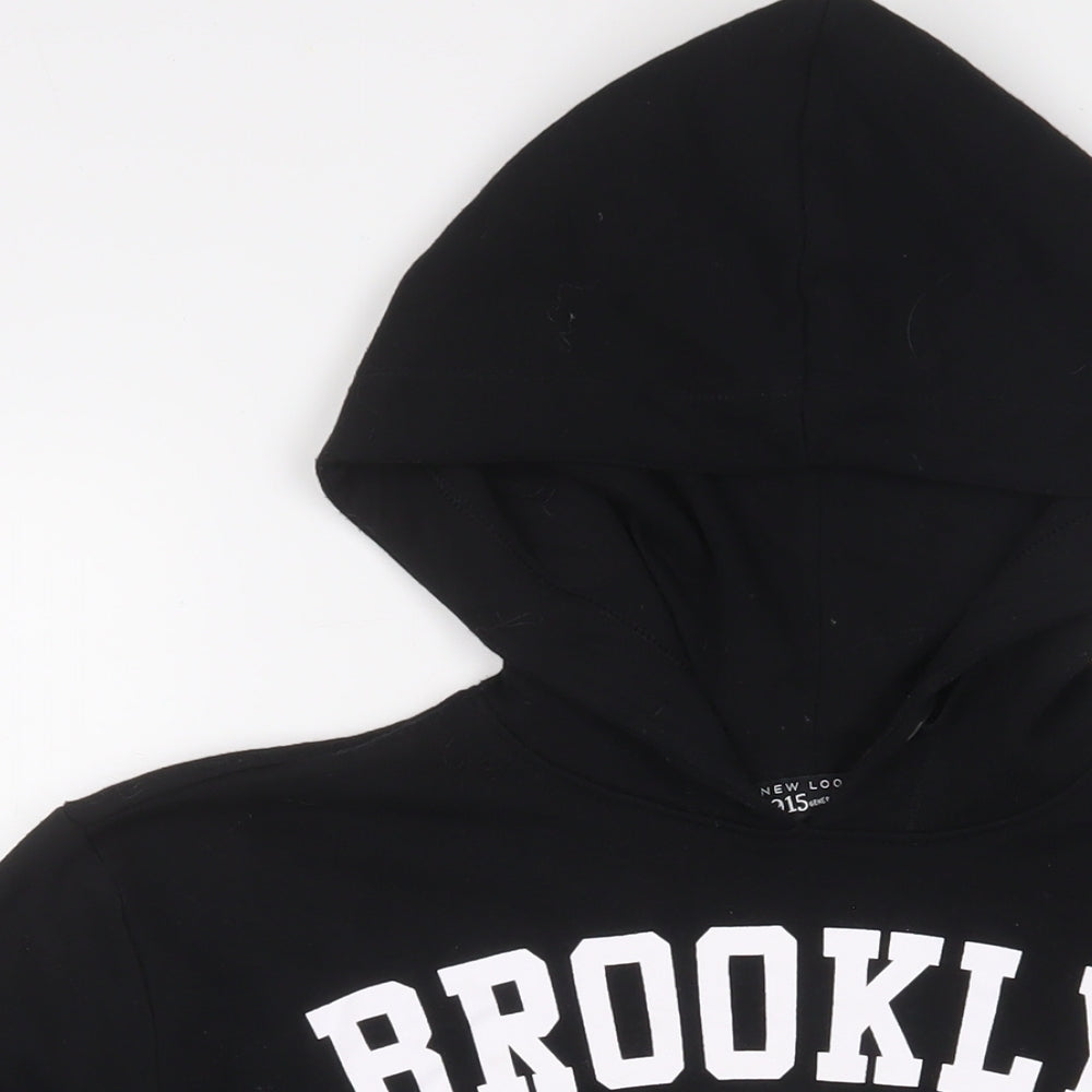 New Look Girls Black Cotton Pullover Hoodie Size 14-15 Years Pullover - Brooklyn