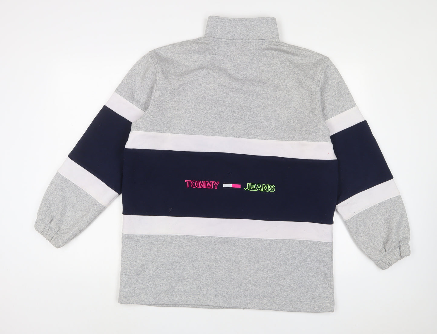 Tommy Hilfiger Womens Grey Cotton Pullover Sweatshirt Size S Zip - Embroidered