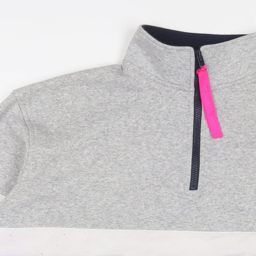 Tommy Hilfiger Womens Grey Cotton Pullover Sweatshirt Size S Zip - Embroidered