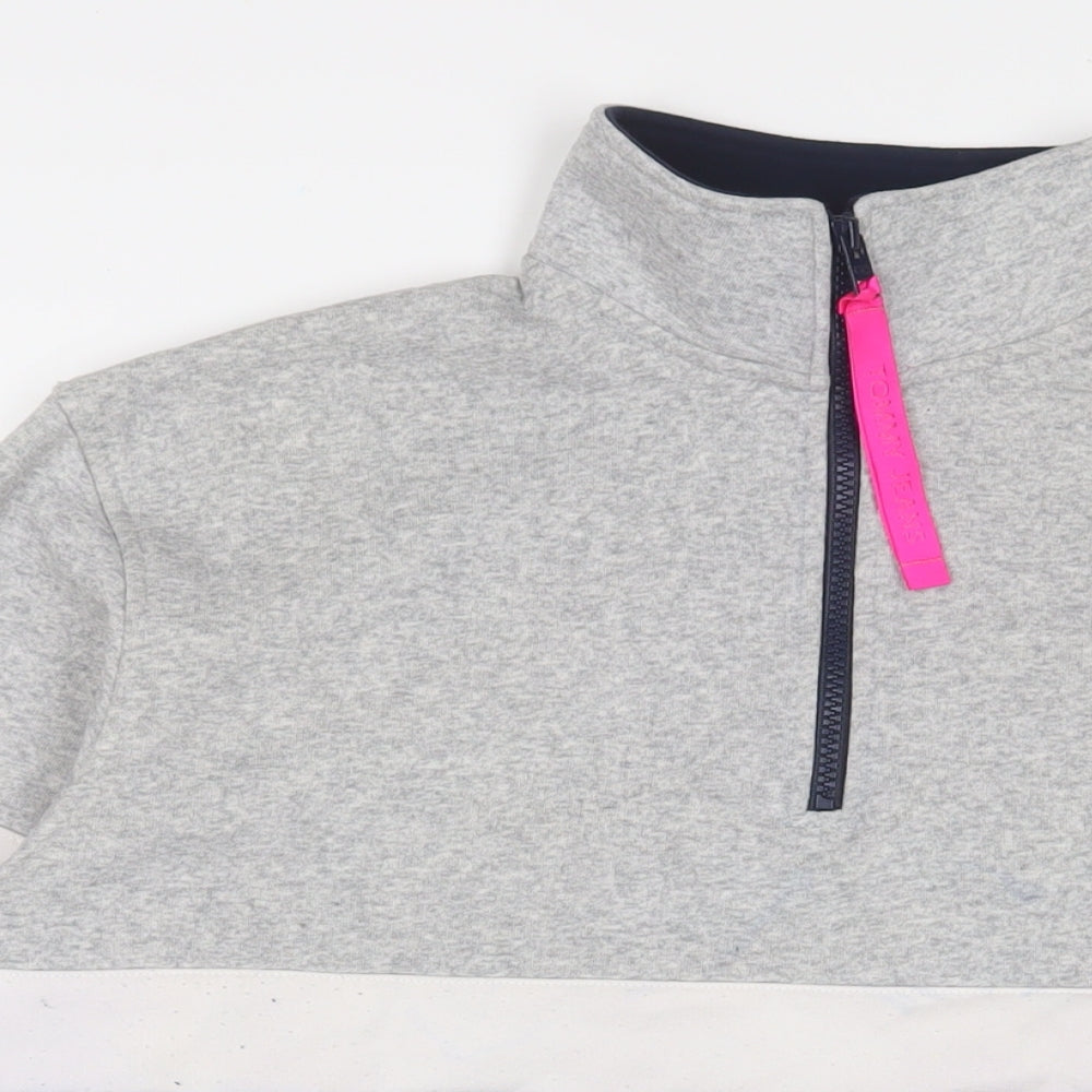 Tommy Hilfiger Womens Grey Cotton Pullover Sweatshirt Size S Zip - Embroidered