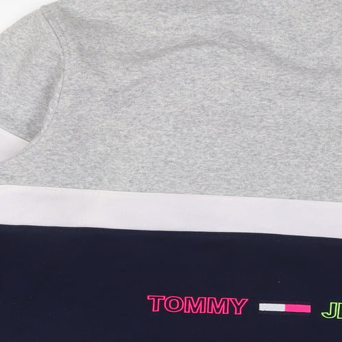 Tommy Hilfiger Womens Grey Cotton Pullover Sweatshirt Size S Zip - Embroidered