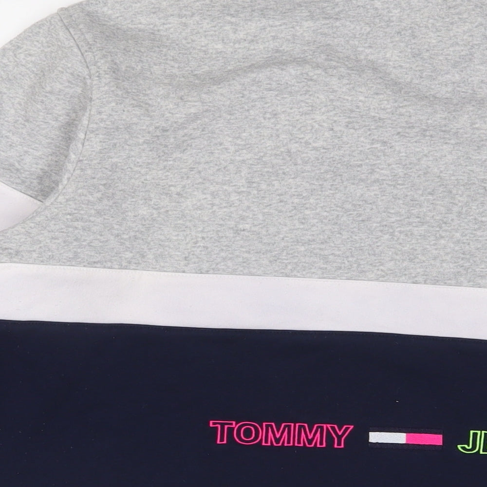 Tommy Hilfiger Womens Grey Cotton Pullover Sweatshirt Size S Zip - Embroidered