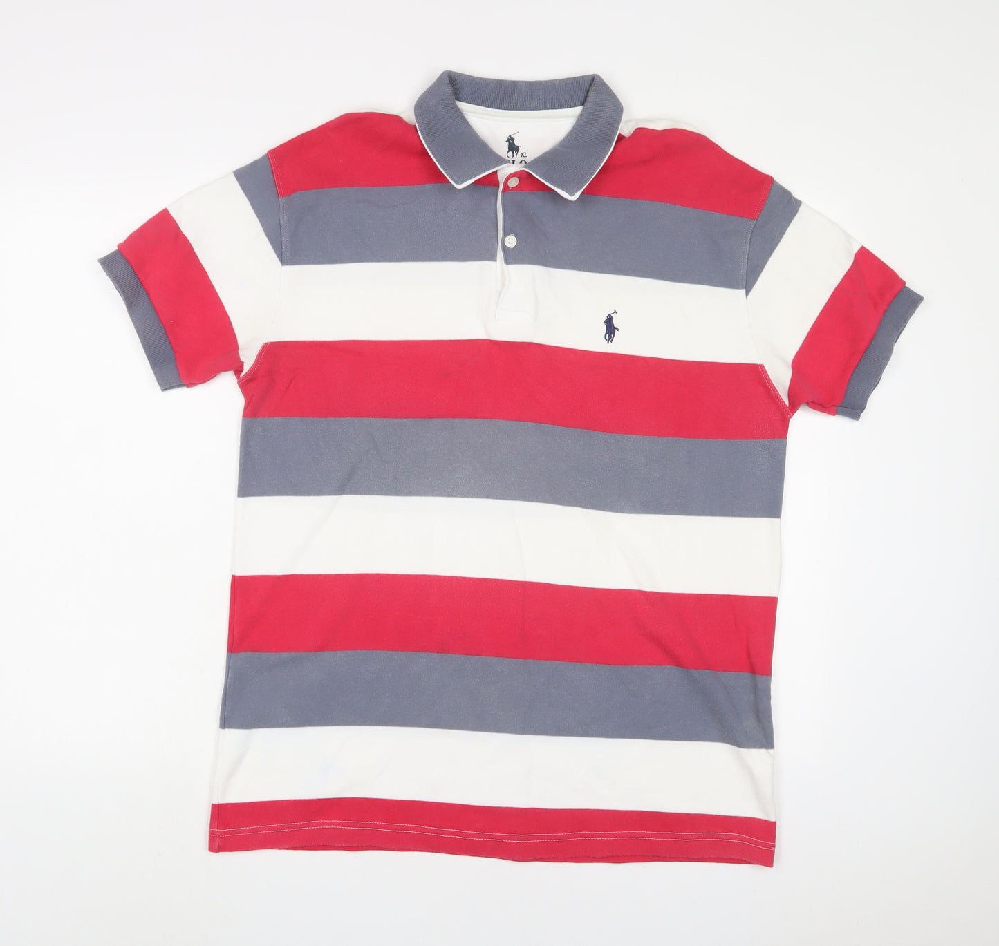 Ralph Lauren Mens Multicoloured Striped Cotton Polo Size XL Collared Button
