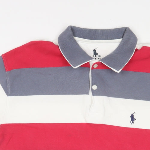 Ralph Lauren Mens Multicoloured Striped Cotton Polo Size XL Collared Button