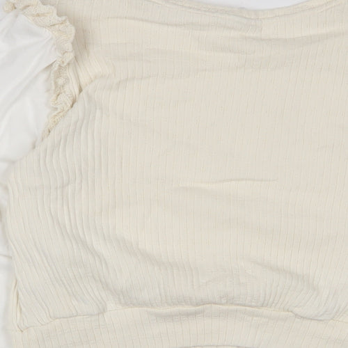 Zara Girls Beige Cotton Basic T-Shirt Size 13-14 Years Crew Neck Pullover