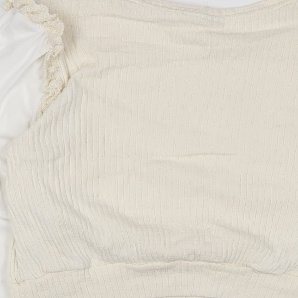 Zara Girls Beige Cotton Basic T-Shirt Size 13-14 Years Crew Neck Pullover