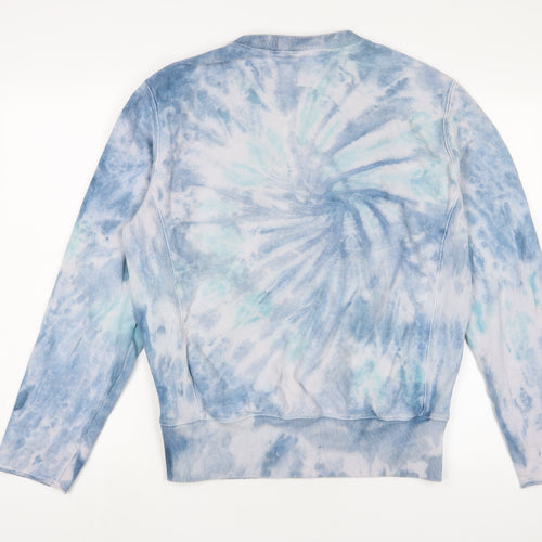Champion Womens Blue Geometric Cotton Pullover Sweatshirt Size L Pullover - Logo, Embroidered