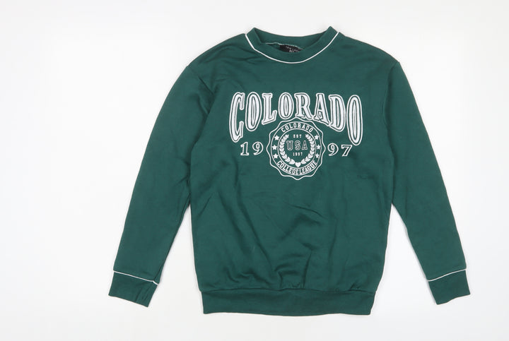 New Look Girls Green Cotton Pullover Sweatshirt Size 9 Years Pullover