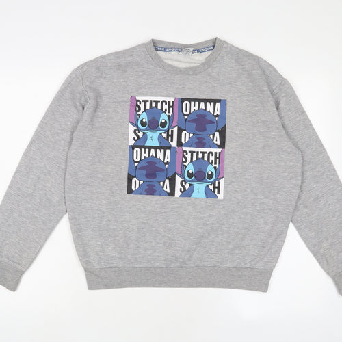 Disney Womens Grey Cotton Pullover Sweatshirt Size S Pullover - Stitch