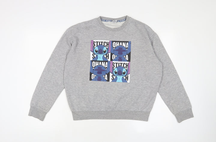 Disney Womens Grey Cotton Pullover Sweatshirt Size S Pullover - Stitch