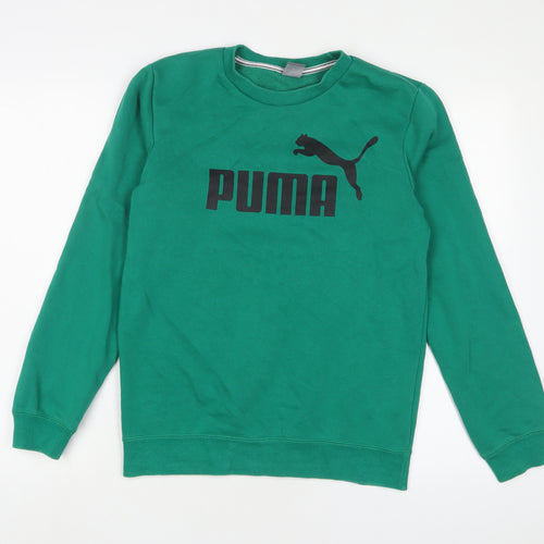 PUMA Boys Green Cotton Pullover Sweatshirt Size 16 Years Pullover