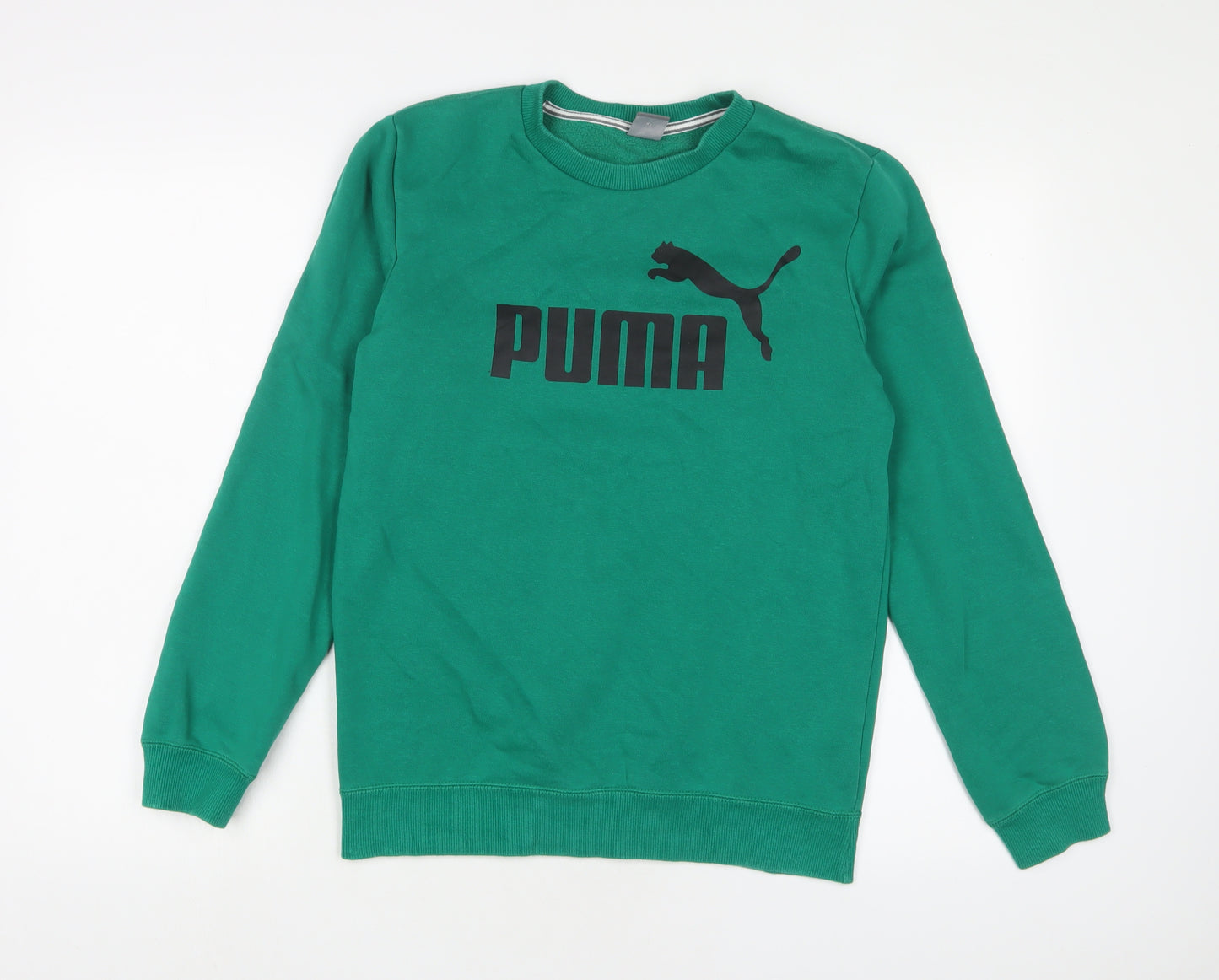 PUMA Boys Green Cotton Pullover Sweatshirt Size 16 Years Pullover