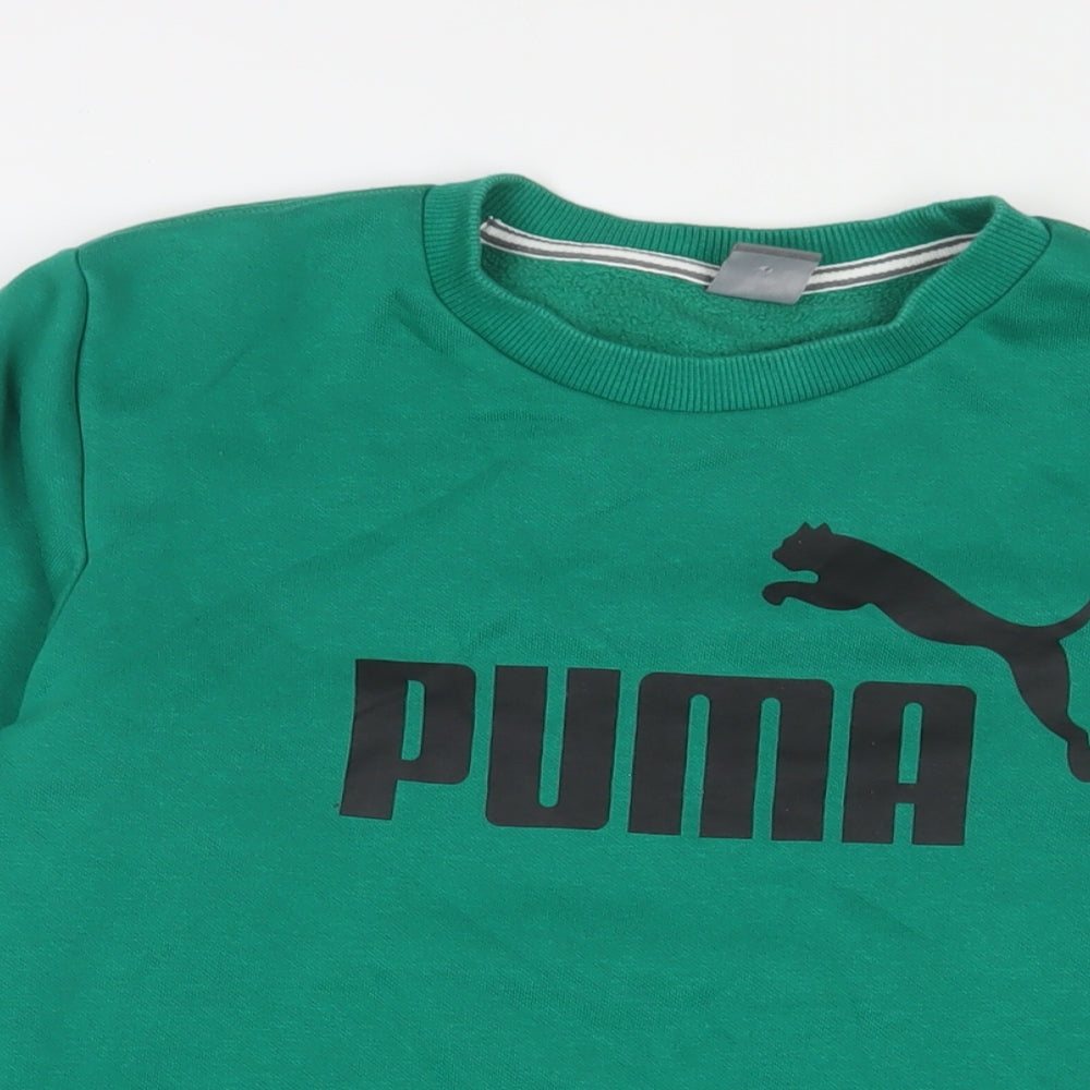 PUMA Boys Green Cotton Pullover Sweatshirt Size 16 Years Pullover