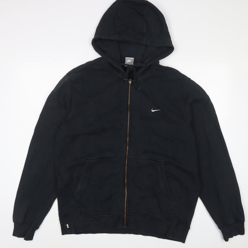 Nike Mens Black Cotton Full Zip Hoodie Size XL