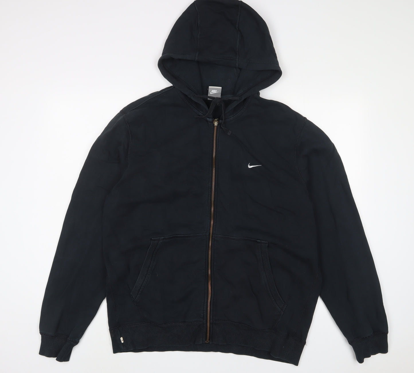 Nike Mens Black Cotton Full Zip Hoodie Size XL