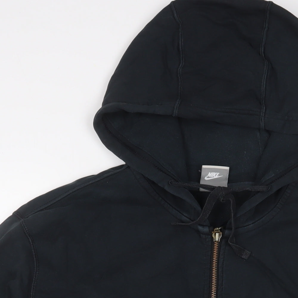 Nike Mens Black Cotton Full Zip Hoodie Size XL