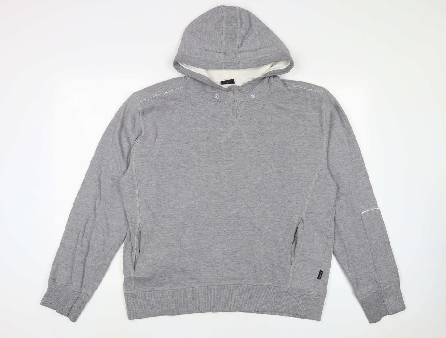Selected Mens Grey Cotton Pullover Hoodie Size XL