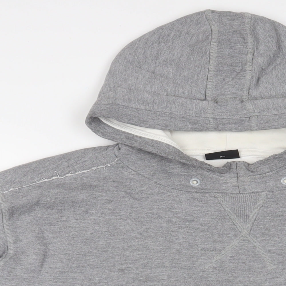 Selected Mens Grey Cotton Pullover Hoodie Size XL
