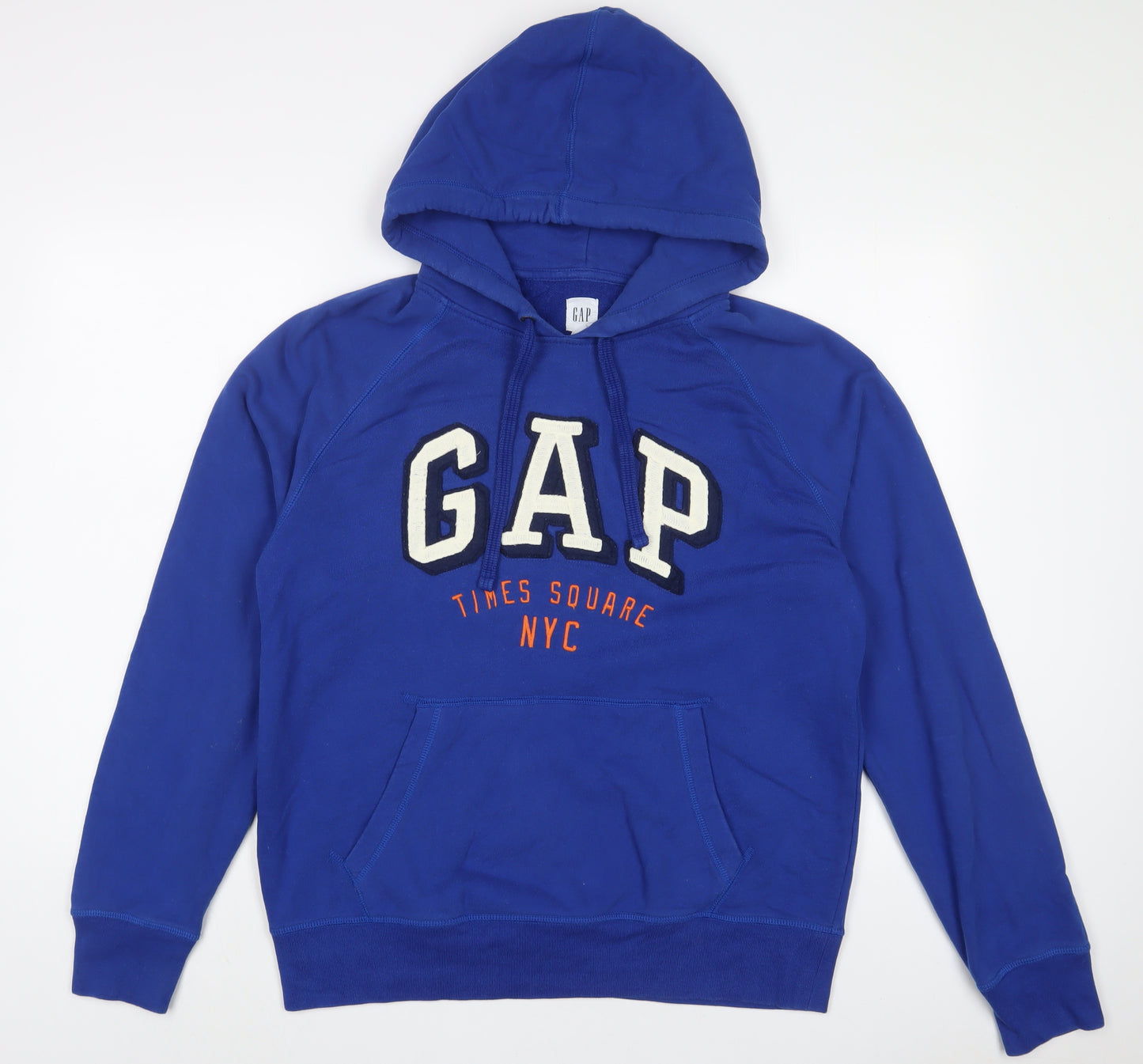Gap Mens Blue Cotton Pullover Hoodie Size M - Logo, Embroidered