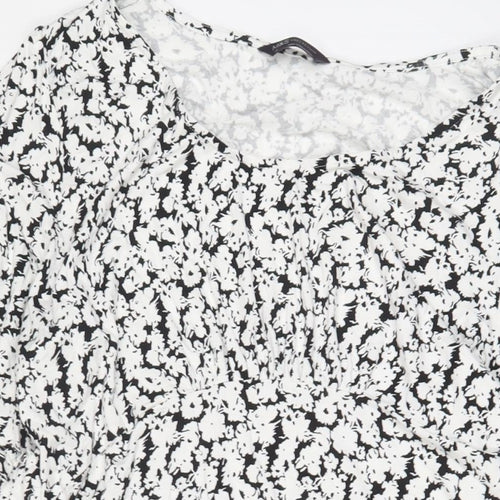Marks and Spencer Womens Blue Floral Viscose A-Line Size 16 Scoop Neck Pullover