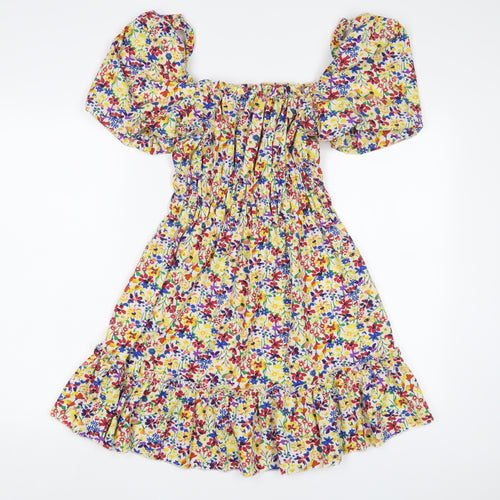 AX Paris Womens Multicoloured Floral Polyester A-Line Size 10 Off the Shoulder Pullover