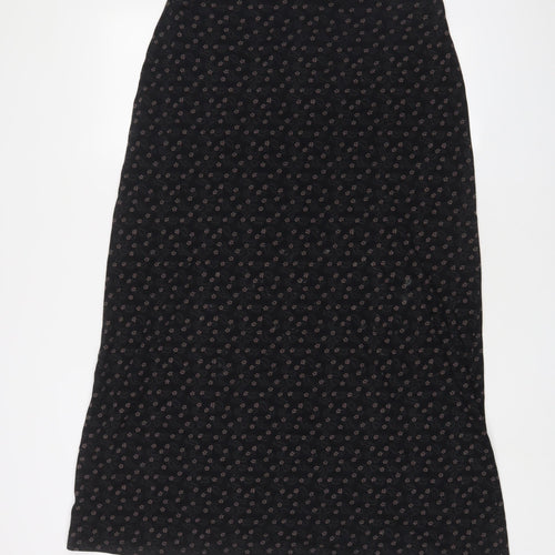 Laura Ashley Womens Black Floral Cotton A-Line Skirt Size 10