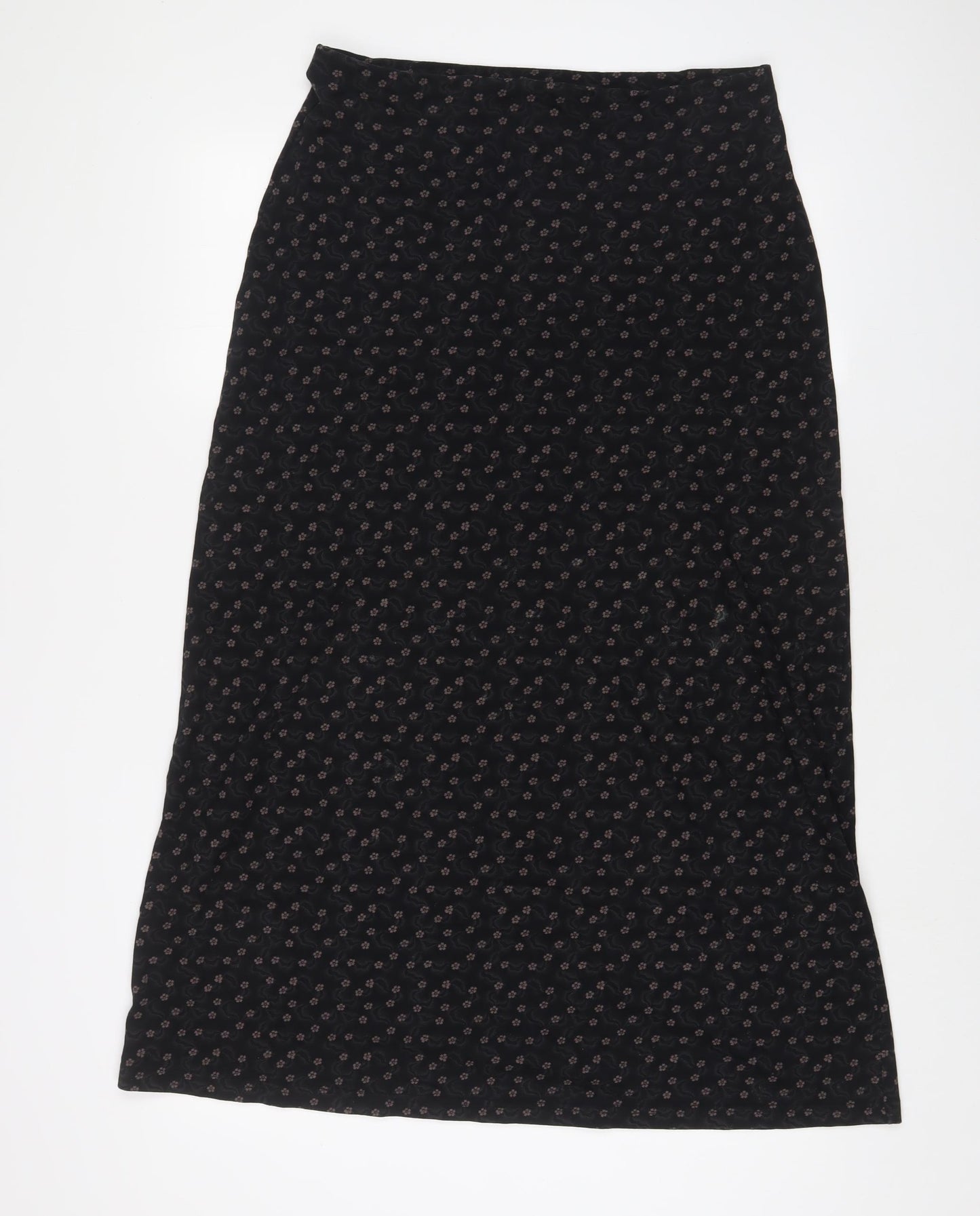 Laura Ashley Womens Black Floral Cotton A-Line Skirt Size 10