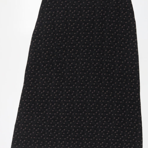 Laura Ashley Womens Black Floral Cotton A-Line Skirt Size 10