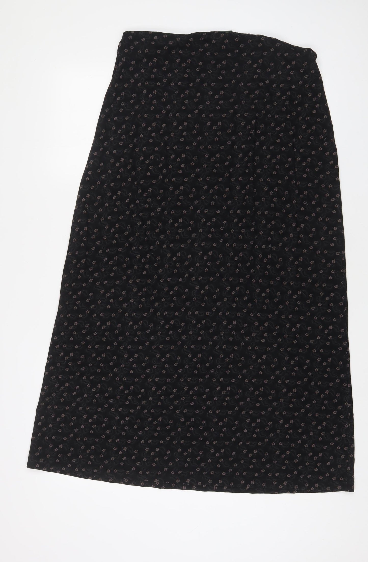 Laura Ashley Womens Black Floral Cotton A-Line Skirt Size 10