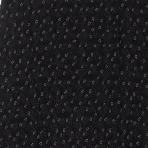 Laura Ashley Womens Black Floral Cotton A-Line Skirt Size 10