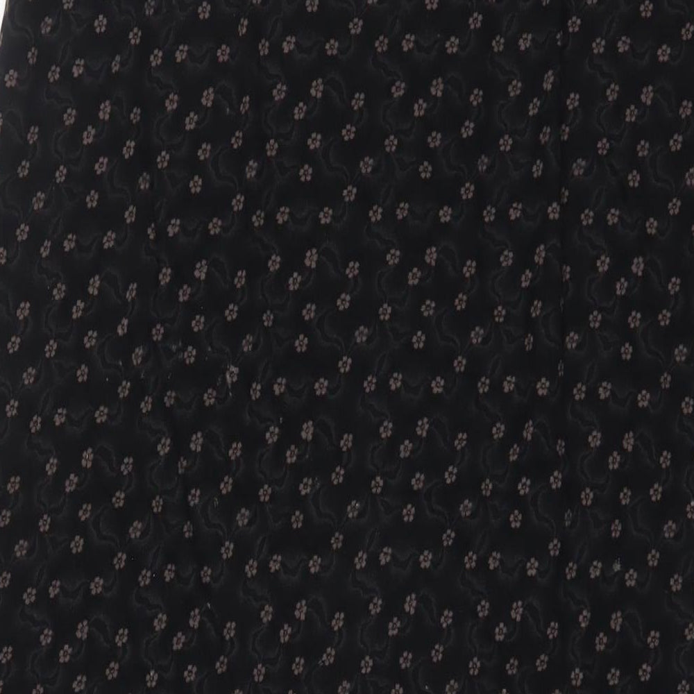 Laura Ashley Womens Black Floral Cotton A-Line Skirt Size 10
