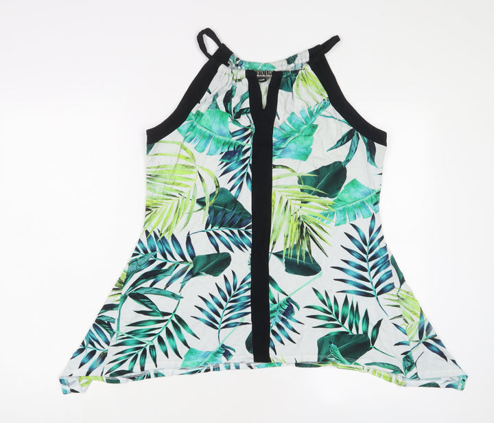 Roman Womens Blue Geometric Viscose Tunic Tank Size 14 Boat Neck