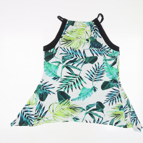 Roman Womens Blue Geometric Viscose Tunic Tank Size 14 Boat Neck